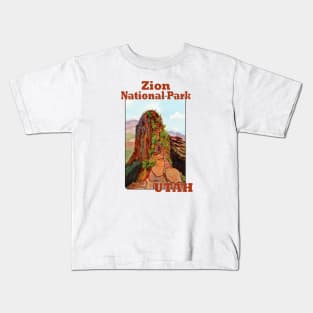 Angels Landing, Zion National Park Utah Kids T-Shirt